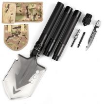 Pelle de Survie Pliante 12 Fonctions - 82cm - Multifonctionnelle pour Camping, Survie, Randonnée et Jardinage