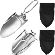 2pcs Mini Pelle De Jardin En Acier Inoxydable, Pelle Pliante Facilement Portable Pelle Avec 2pcs Étui Mini Outil