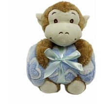 Peluche Singe et plaid motifs coeurs pour enfant