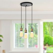 Axhup - Pendangt Lighting Fitting, Vintage Retro 3 Lights Spiral E27 Hanging Ceiling Lamp, Industrial Simple Chandelier for Living Room Bedroom