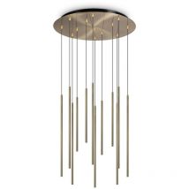 Ideal Lux - Filo Decorative 12 Drop Cluster Pendant Ceiling Light Brass 3000K