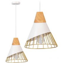 Pendant Lamp toolight APP226-1CP Scandinave Metal 1-light point E27 25x25x28-118cm - white / brown