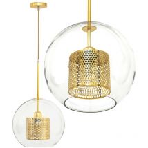 Pendant Lamp toolight APP555-1CP Glass Loft Gold Round 1-light point E27 25x25x60-120cm - gold / transparent