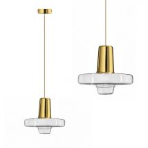 Pendant led Lamp toolight APP553-1CP Glass Metal Gold Round 1-light point 25x25x12-92cm - gold