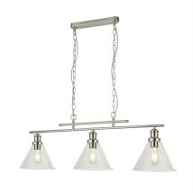 Searchlight Pyramid - 3 Light Pendant Chrome, Glass Shade, E27