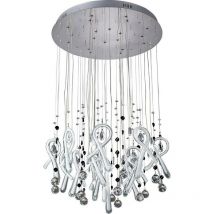 Diyas - Inspired Clearance - Class Pendant Round 20 Light G4 Polished Chrome/White Glass/Crystal, not led/cfl Compatible