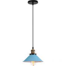 Axhup - Pendant Light Fitting, Antique Dome Chandelier with Ø22cm Lampshade, Vintage Hanging Lamp for Living room Bedroom Dining Room (Blue)
