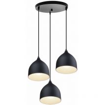 Axhup - Pendant Light Fixture, 3 Lights Spiral Modern Hanging Lights with Lampshade, Industrial Dome Chandelier for Kitchen Island Black Round Base