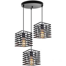 Axhup - Pendant Lighting Fiting, 3 Lights Creative Geometric Hanging Ceiling Lamp, Industrial Chandelier with Cage for Kitchen Island Restaurant