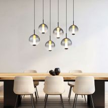 Globo Lighting - Pendellampe Esstischlampe Hängeleuchte schwarz Glas 6 flammig rauch led h 120 cm