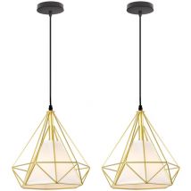 Pendelleuchte, 1 Flammig Hängelampe in Diamant Form, Vintage Kronleuchter mit Käfig für Wohnzimmer Schlafzimmer Esszimmer Küche - Gold mit Schwarzes
