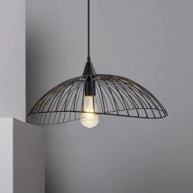 Pendelleuchte, 1 Flammig Kreativ Hängeleuchte mit Käfig, Hut Kronleuchter E27 Beleuchtung für Wohnzimmer Esszimmer - 1 x Schwarz