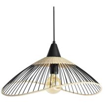 Pendelleuchte 1x E27 Rattan Schwarz/natur Kasteli, D.45 Cm Seynave