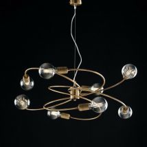 Pendelleuchte Aus Gebürstetem Bronzeeisen Acht Lichter 70x H33 Cm