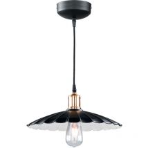 Hängelampe Klassisch Design Hängeleuchte Retro Wohnzimmerlampe hängend mit rundem Schirm, Metall schwarz weiß, 1x E27, DxH 35x7 cm
