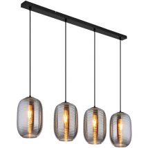 Pendelleuchte Hängelampe Deckenleuchte Esszimmerlampe Glas Rauchfarbe Metall