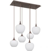 Pendelleuchte Hängelampe Deckenleuchte Esszimmerlampe Metall Glas 6-Flammig