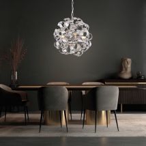Pendelleuchte Hängelampe Esstischleuchte chrom Wohnzimmerlampe Hängeleuchte 4 flammig, Metall Acryl, 4x E14, DxH 50x125 cm