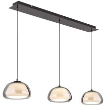 Pendelleuchte Hängeleuchte Deckenleuchte Schwarz Chrom Rauchglas Dimmbar H 150cm