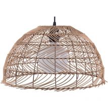 Beliani - Hängeleuchte Hellbraun Rattan Halbkugel Schirm mit Gitter und Korbgeflecht Glühbirnen-Optik Ethno Stil