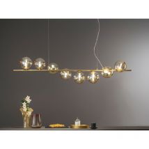 Große Pendelleuchte Honey 8-flammig Gold-glaskugeln Bernstein, Breite 145cm