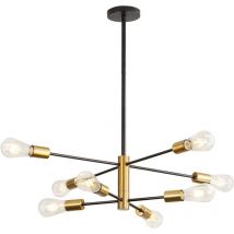 Comely - Pendelleuchte Hängelampe Moderner Schwarz-Gold 8 Lichter E27 Fassung 360° Drehbar Industrie Hängeleuchte aus Metall für Wohnzimmer Esszimmer