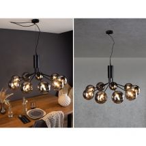 Pendelleuchte neptun 9 flammig Schwarz & Rauchglas Höhe 161cm, ø 83cm