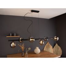 Pendelleuchte neptun 6 flammig Schwarz & Rauchglas 200cm lang, Breite 144cm