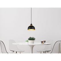 Pendelleuchte punch Metall Schwarz Gold mit Drahtgeflecht, ø 18cm