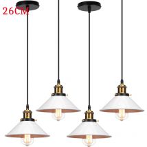 Pendelleuchte Edison Hängelampe Mit Ø26cm Regenschirm Lampenschirm Eisen Art Lampe Für Loft Esszimmer Wohnzimmer Weiß 4pcs