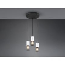 Trio Leuchten - Pendelleuchte tosh 3-flammig mit Holz Weiß und Drahtgeflecht ø 28cm