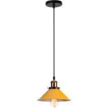 Axhup - Pendelleuchte Vintage Kronleuchter mit Ø22cm Metall Lampenschirm Hängelampe Edison Art Lampe für Esszimmer Wohnzimmer Restaurant Gelb - 1PCS