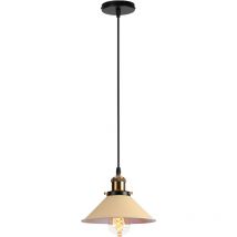 Pendelleuchte Vintage Kronleuchter mit Ø22cm Metall Lampenschirm Hängelampe Edison Art Lampe für Esszimmer Wohnzimmer Restaurant (Hellgelb)