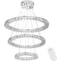 Hengmei - Pendelleuchten led Kronleuchter Hängelampe Kristall Pendelleuchte 72W Dimmbar Deckenleuchte Hängeleuchte Drei Ringe (Dimmbar, 72W)
