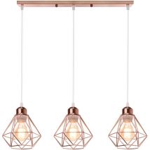 Axhup - Suspension Luminaire Industrielle 16cm Cage Forme Diamant Luminaire Doré Rose