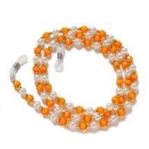 Pendentif chaîne pour lunettes avec perles orange