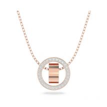 Pendentif creux avec cercle plaqué rhodium serti d'un pavé de cristaux étincelants(Couleur or rose)