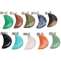 Feiyue - Pendentifs en pierre naturelle 10 pièces Pendentifs à breloques en forme de croissant de lune Accessoires de collier pendentif en forme de