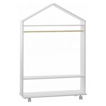Penderie à Roulettes Enfant Brad 120cm Blanc