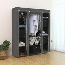 Hofuton Armoire Rangement Chambre Penderie Pas Cher Structure Stable en Métaux 17213443cm Gris