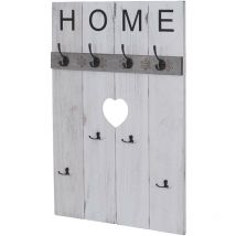 HHG - Portemanteau mural 913, home, 8 crochets, 91x60cm, blanc shabby