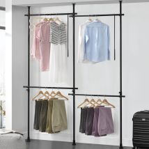 [en.casa] - Penderie télescopique Kemi acier laqué 150 - 230 cm 4 barres de penderie noir