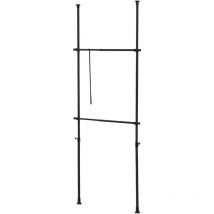 Helloshop26 - Penderie garde-robe télescopique rangements 75 -115 cm acier laqué noir