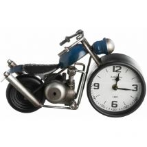 Pendule en métal forme Moto couleur bleue 32 cm