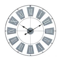 Pendule Murale 'Métal' 76cm Gris Clair