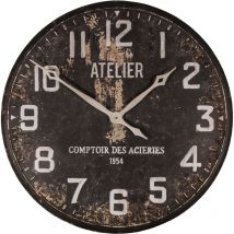 Antic Line Créations - Pendule ronde en fer Atelier 74 cm