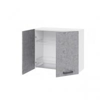 Abitare - Pensile colapiatti cucina 80x32x72 cm in legno bianco frassinato e cemento con due ante - Antartide
