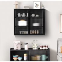 Redom - Pensile moderno a due ante con ante in vetro da 70 cm con spazio di archiviazione su tre livelli per ingresso, soggiorno, bagno, sala da