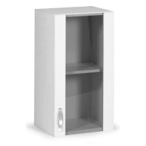 Argonauta - Vetrina pensile per cucina 40 cm 1 anta bianco frassinato