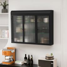 Pensili in vetro con 3 ante ad arco per cucina, soggiorno e bagno (nero)